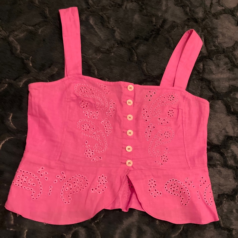 Free People Purple Eyelet Crop Top